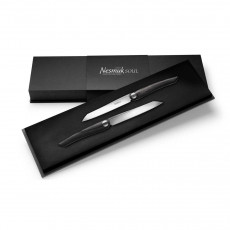 Nesmuk Soul 2-piece set of steak knives / table knives 11.5 cm - special steel - handle made of Mooreiche wood