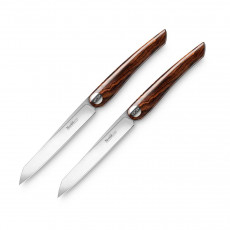 Nesmuk Soul 2-piece set of steak knives / table knives 11.5 cm - special steel handle - desert ironwood
