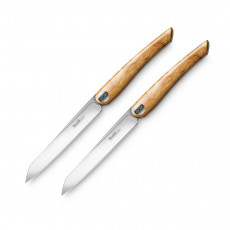 Nesmuk Soul 2-piece set of steak knives / table knives 11.5 cm - special steel - olive wood handle