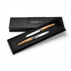 Nesmuk Soul 2-piece set of steak knives / table knives 11.5 cm - special steel - olive wood handle