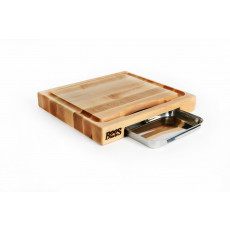Boos Blocks Prep Masters cutting board 38x35x6 cm with juice groove - maple wood with stainless steel catch tray