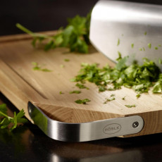 Rösle cutting board 48x32 cm - elm wood with stainless steel handle