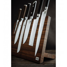 KAI magnetic knife block for up to 8 knives - walnut wood