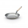 de Buyer Mineral B Bois Pan 28 cm - Iron with Beeswax Coating - Steel Handle with Wooden Grip