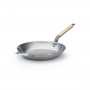 de Buyer Mineral B Bois Pan 32 cm - Iron with Beeswax Coating - Steel Band Handle with Wooden Grip