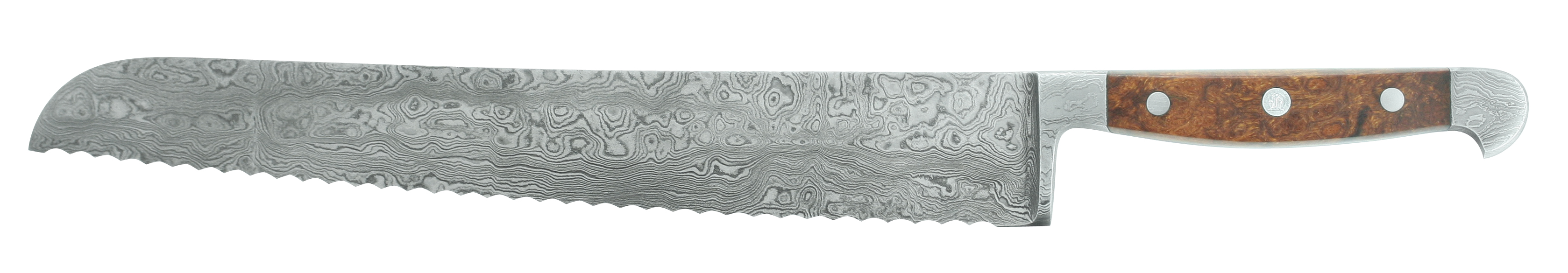 Güde Damaststahl Brotmesser 32 cm / Griffschalen aus Wüsteneisenholz