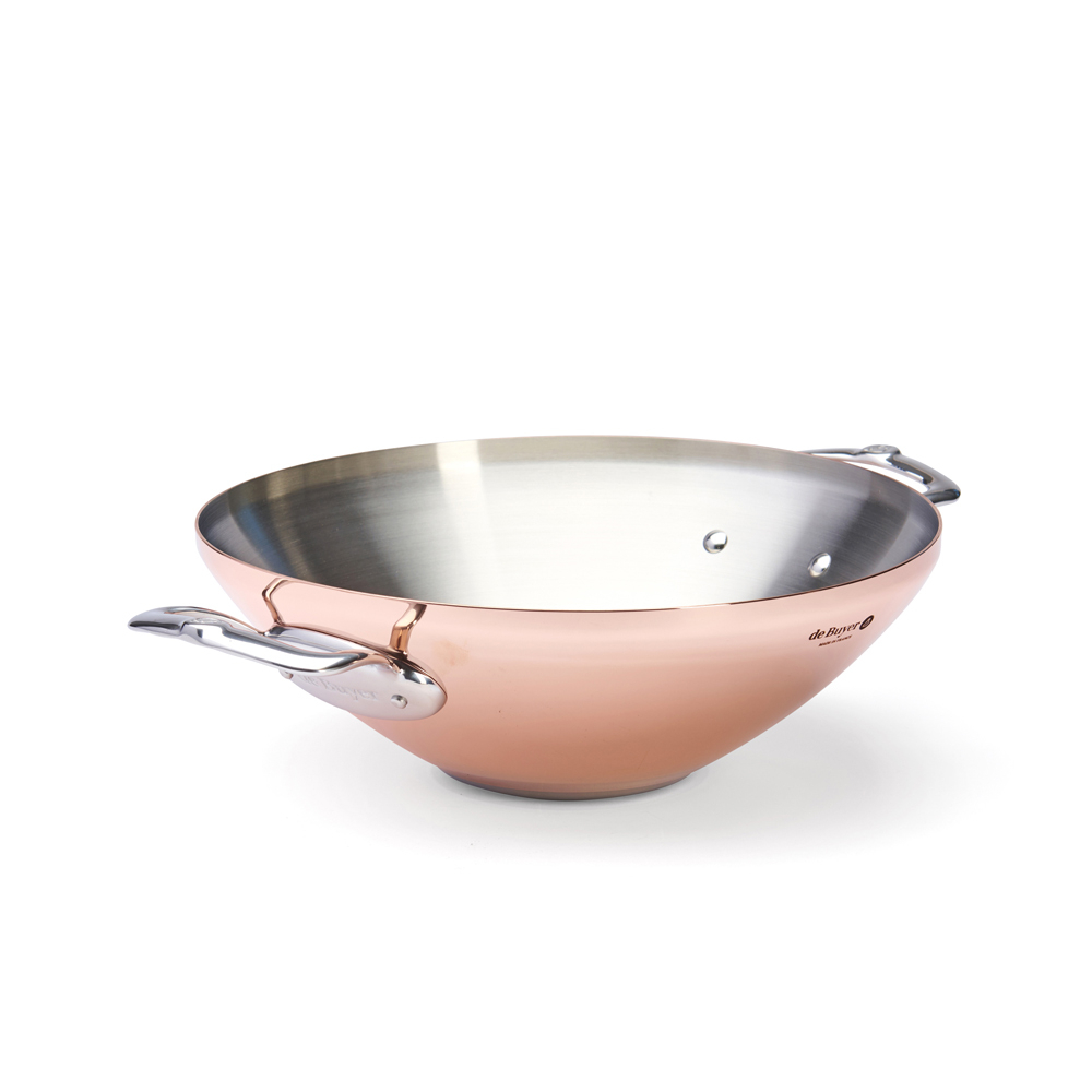 de Buyer  Prima Matera Kupfer-Wok 32 cm induktionsgeeignet - Edelstahlgussgriffe