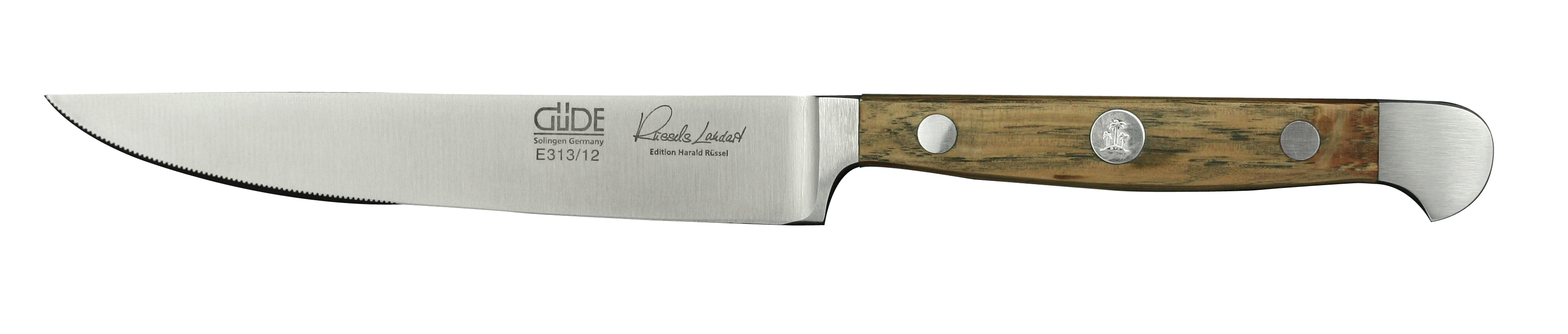Güde Alpha Fasseiche Steakmesser 12 cm / CVM-Messerstahl mit Griffschalen aus Weinfass-Eichenholz