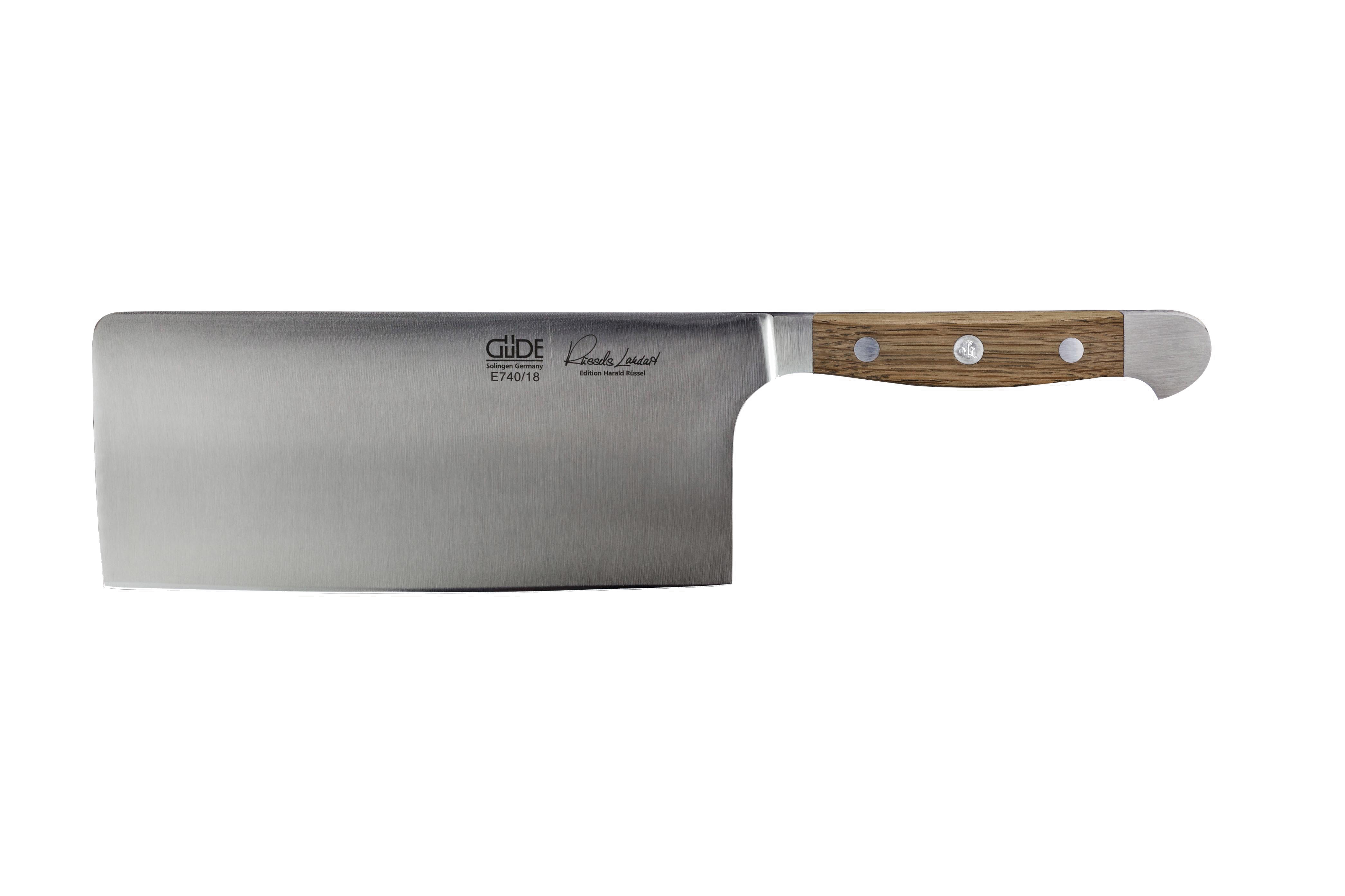 Güde Alpha Fasseiche Chinesiches Kochmesser 18 cm - CVM-Messerstahl mit Griffschalen aus Weinfass-Eichenholz