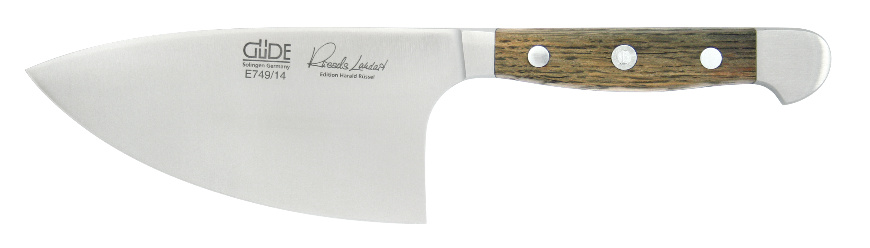 Güde Alpha Fasseiche Kräutermesser Shark 14 cm / CVM-Messerstahl mit Griffschalen aus Weinfass-Eichenholz