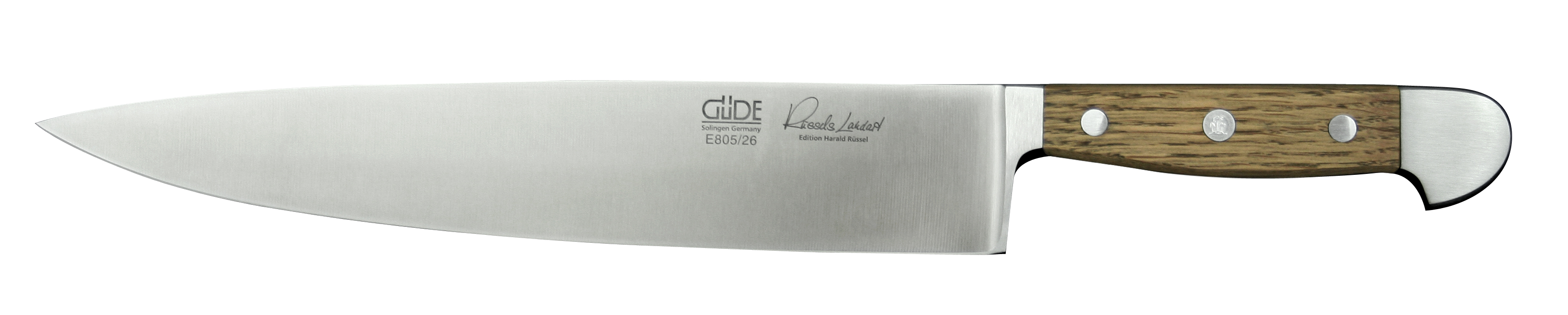 Güde Alpha Fasseiche Kochmesser 26 cm - CVM-Messerstahl - Griffschalen Weinfass-Eichenholz
