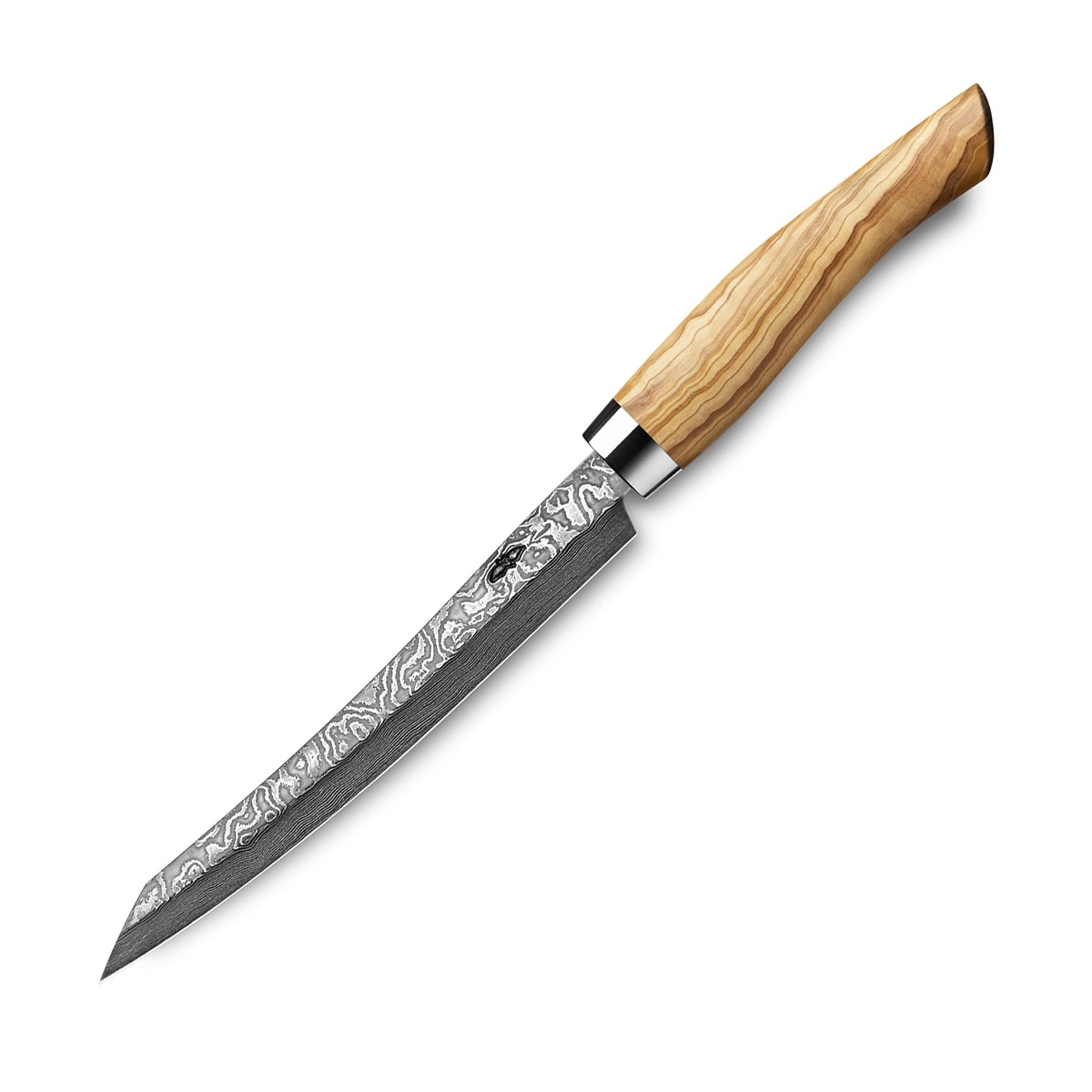 Nesmuk Exklusiv C150 Damast Slicer 16 cm mit Schneidlage / Griff aus Olivenholz