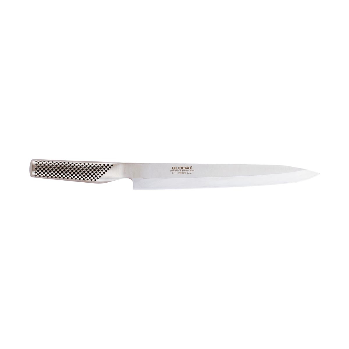 Global G-11R Yanagi Sashimi Messer 25 cm aus Cromova 18 Stahl mit einseitigem Schliff