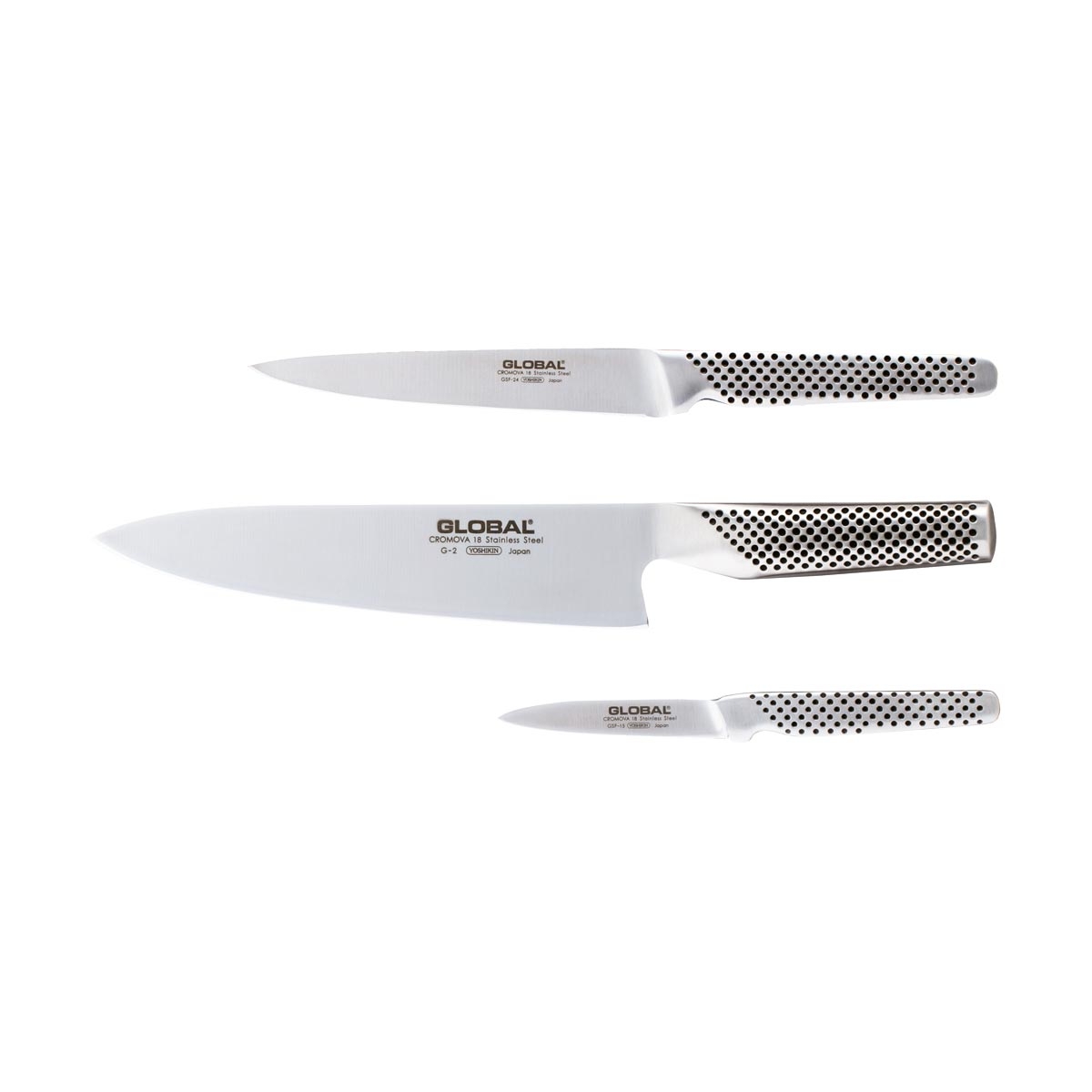 Global G-21524 Messer-Set 3-teilig - Cromova 18 Stahl
