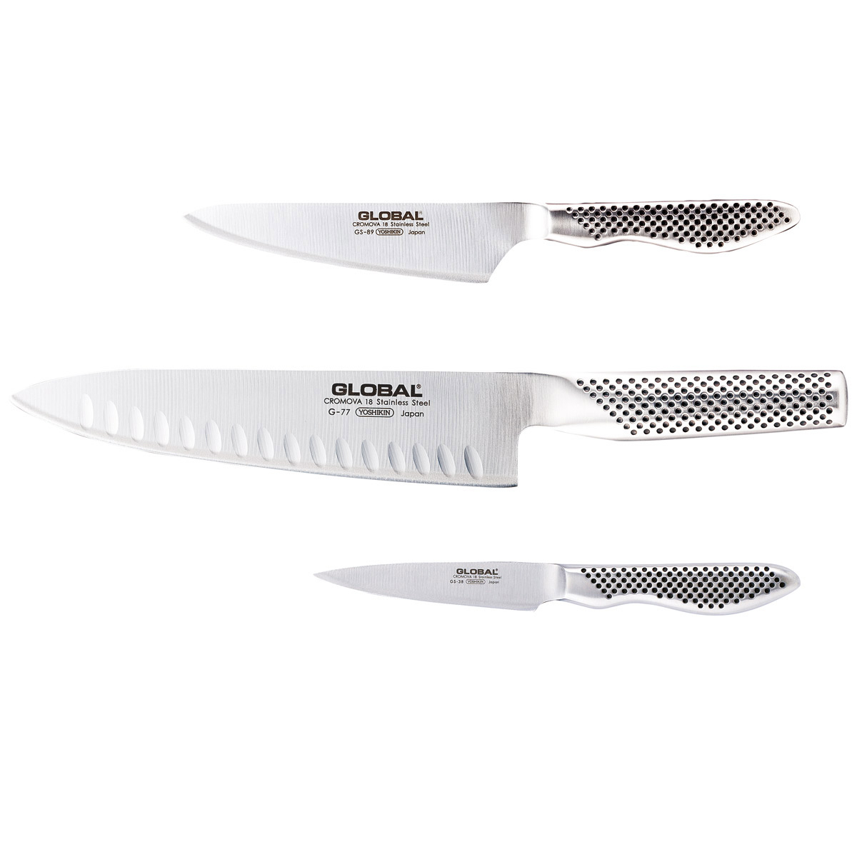 Classic 3 Piece Knife Set with Fluted Cooks Knife