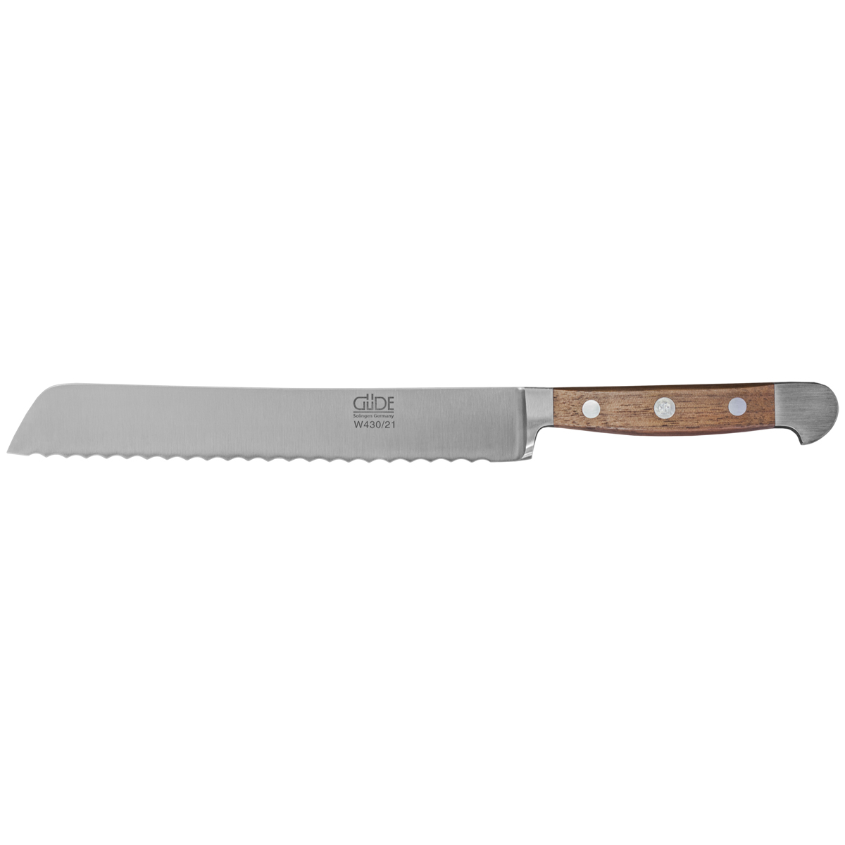 Güde Alpha Walnuss Brotmesser 21 cm - CVM-Messerstahl - Griffschalen Walnussholz