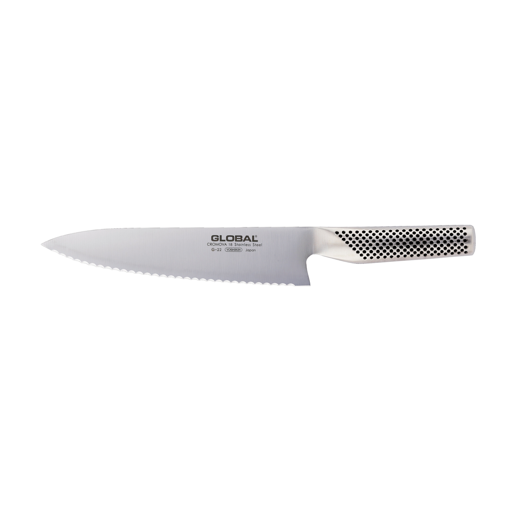 Global G-22R Brotmesser 20 cm mit Wellenschliff - Cromova 18 Stahl