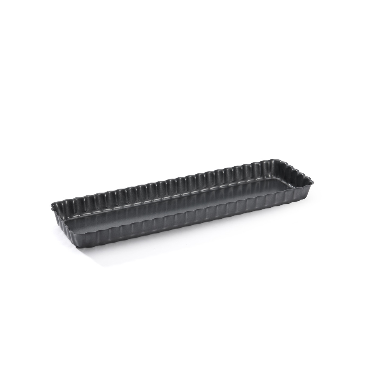 de Buyer - geriffelte rechteckige Tortenform mit abnehmbaren Boden - 35,6 x 10,2 x 2,7 cm - 4708.36, Schwarz