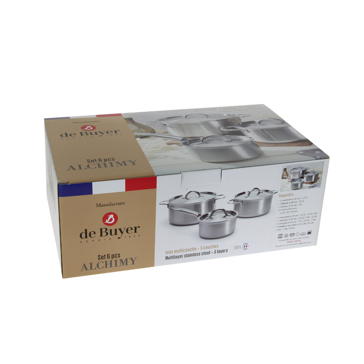 de Buyer Alchimy Kochgeschirrset 3-teilig - Edelstahl-Mehrschichtmaterial
