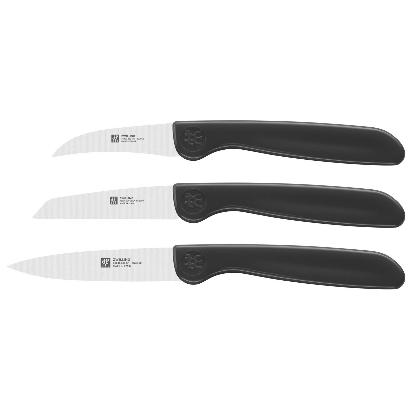 Zwilling TWIN Grip Schälmesser 6 cm, Gemüsemesser 8 cm, Spick-/Garniermesser 9 cm Messerset 3-tlg. Schwarz - Edelstahl