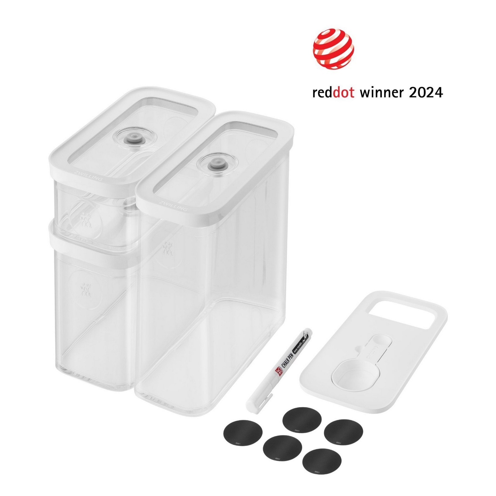 Vakuumbehälter ZWILLING CUBE Set M Lebensmittelaufbewahrungsbehälter Gr B H L 46 cm x 255 cm x 49 cm weiß (transparent weiß) Vakuumsysteme modulare stapelbare Aufbewahrungsboxen