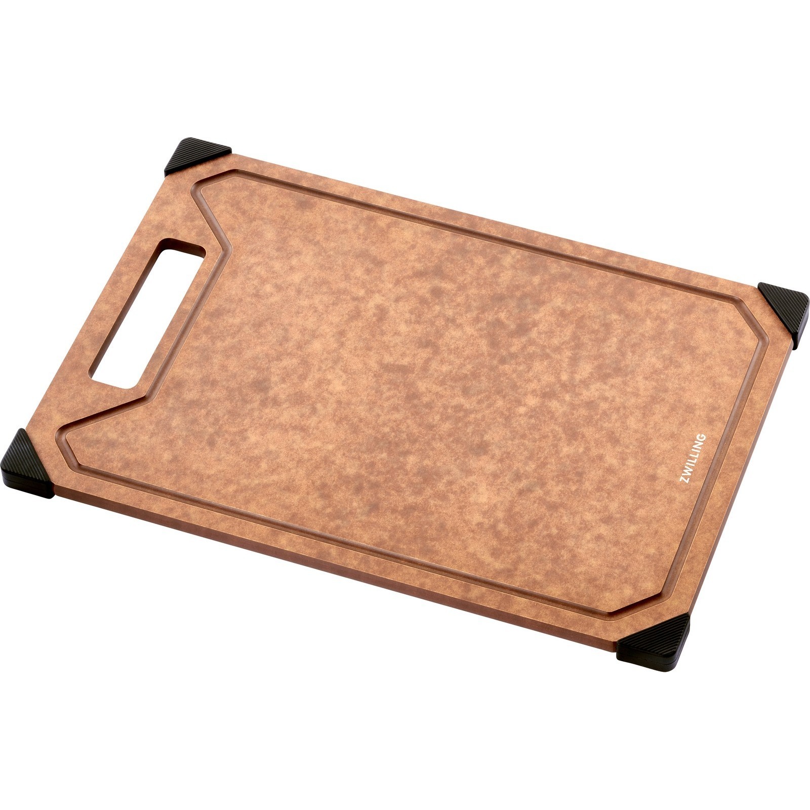Schneidebrett ZWILLING Brett aus Holzfaser mit Anti-Rutsch-Silikonfüßen schwarz (braun schwarz) B215cm H08cm L31cm Holzwerkstoff Kunststoff Schneidebretter mit Saft-Rille rutschfest spülmaschinengeeignet