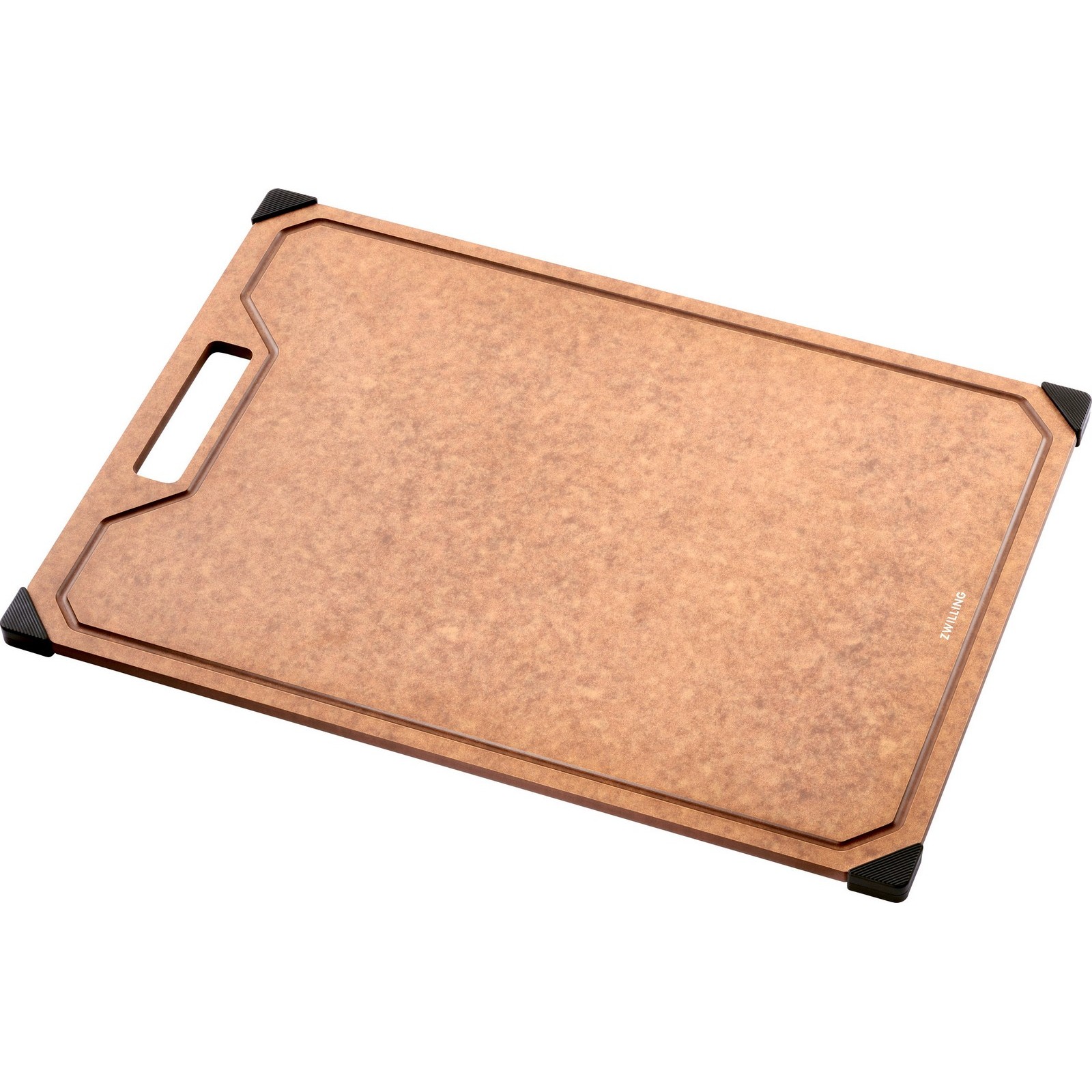 Schneidebrett ZWILLING Brett aus Holzfaser mit Anti-Rutsch-Silikonfüßen schwarz (braun schwarz) B30cm H08cm L42cm Holzwerkstoff Kunststoff Schneidebretter mit Saft-Rille rutschfest spülmaschinengeeignet