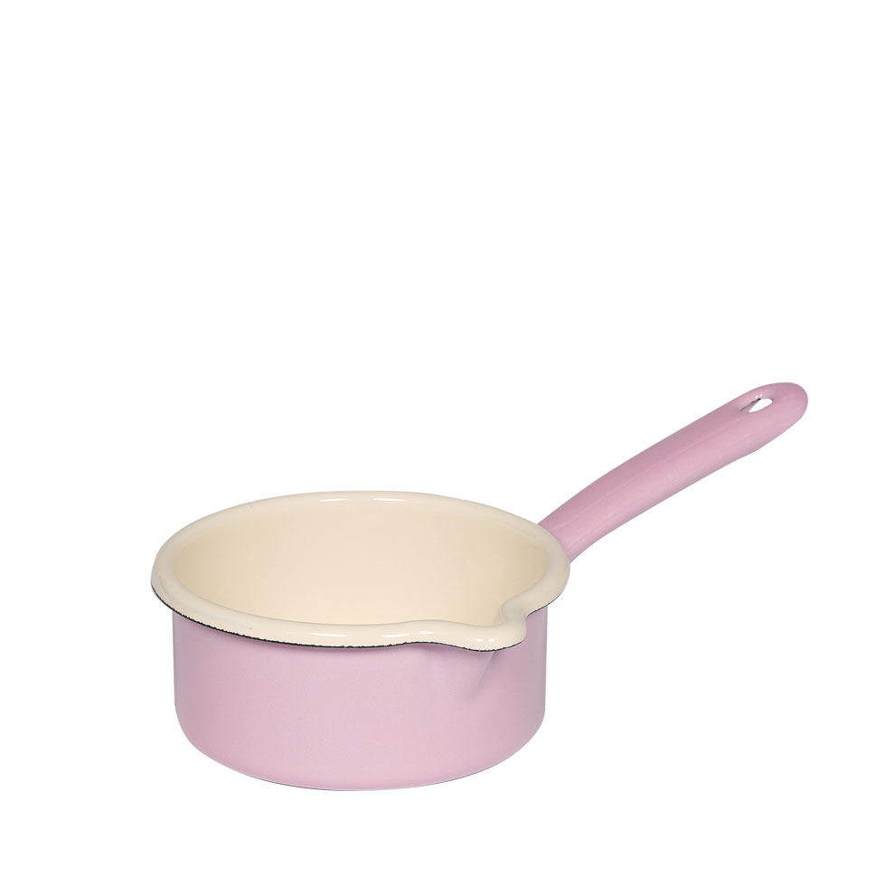 Riess-kelomat - Riess Stielkasserolle mit Ausguss Ø12cm 05 Liter Emaille Classic Pastell Rosa
