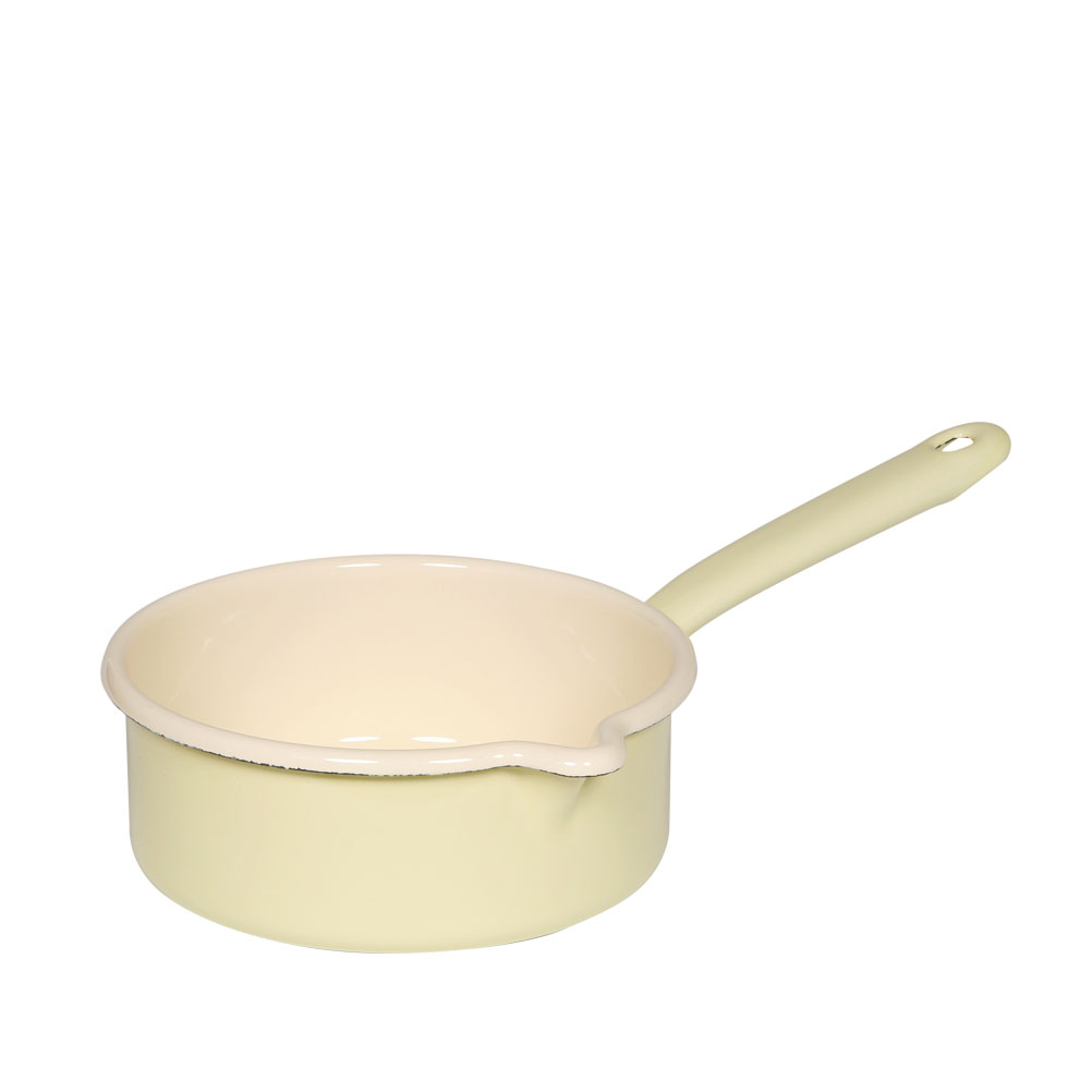 Riess Stielkasserole mit Ausguss Ø16cm 1 Liter Classic Pastell Gelb Emaille