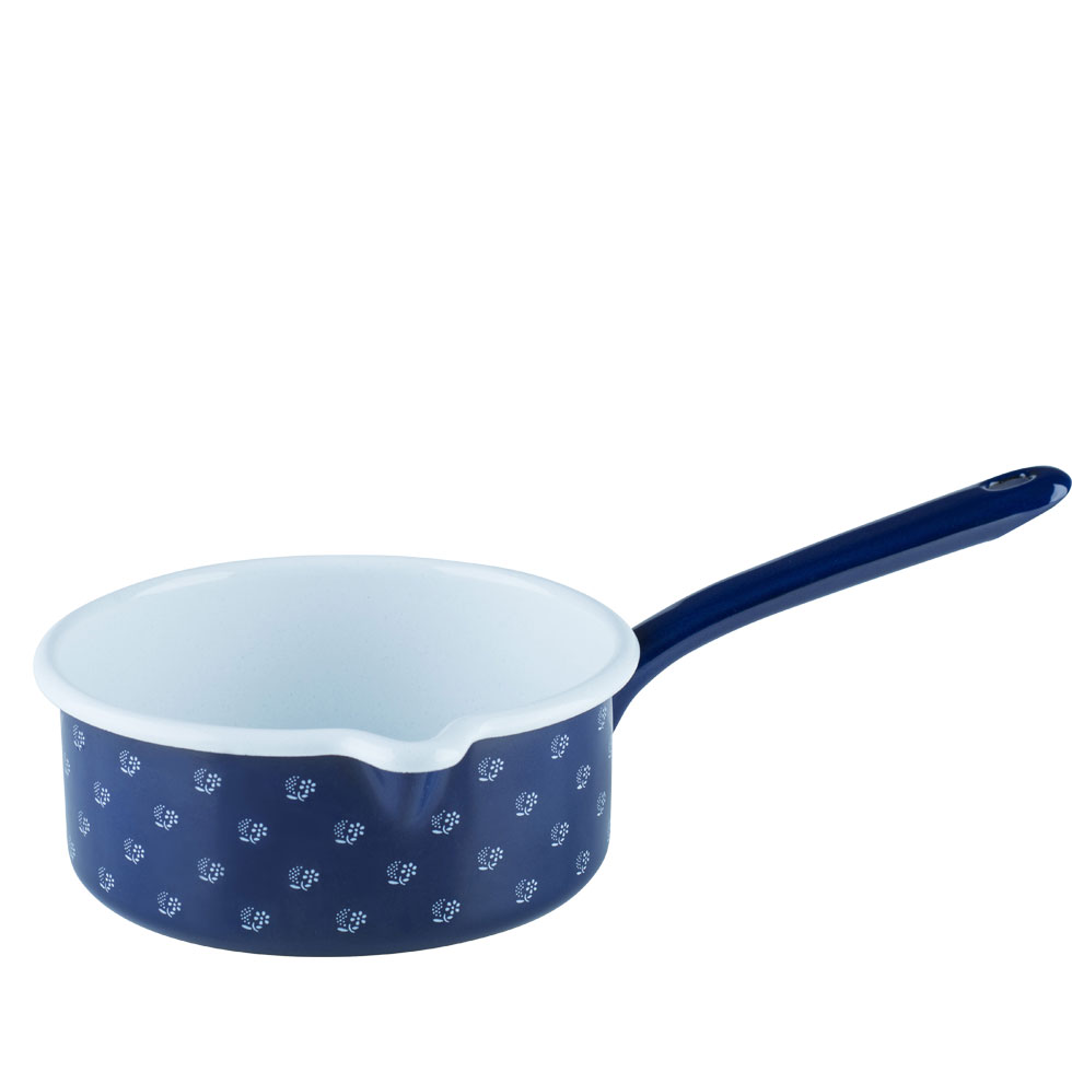 Riess-kelomat - Riess Country Dirndl Stielkasserolle mit Ausguss Ø16cm1 Liter Emaille Blau