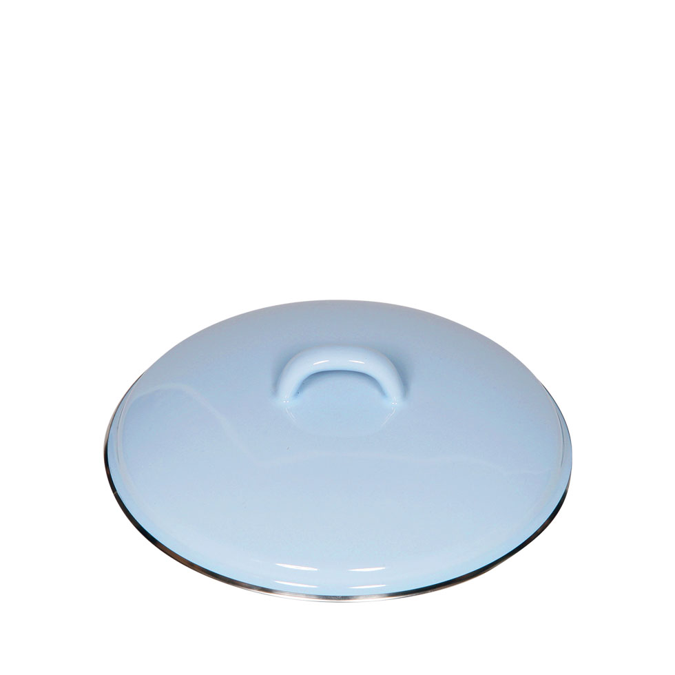 Riess Deckel mit Chromrand Ø24cm Emaille Classic Pastell blau