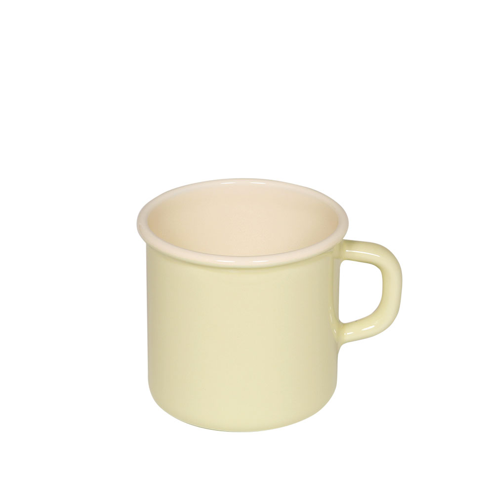 Riess Classic Topf mit Bördel Becher Ø8cm 3 8 Liter Pastell Gelb Emaille