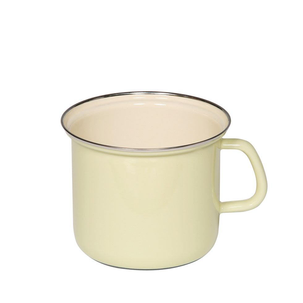 Riess-kelomat - Riess Topf mit Chromrand Ø16cm 2 Liter Emaille Classic Pastell Gelb