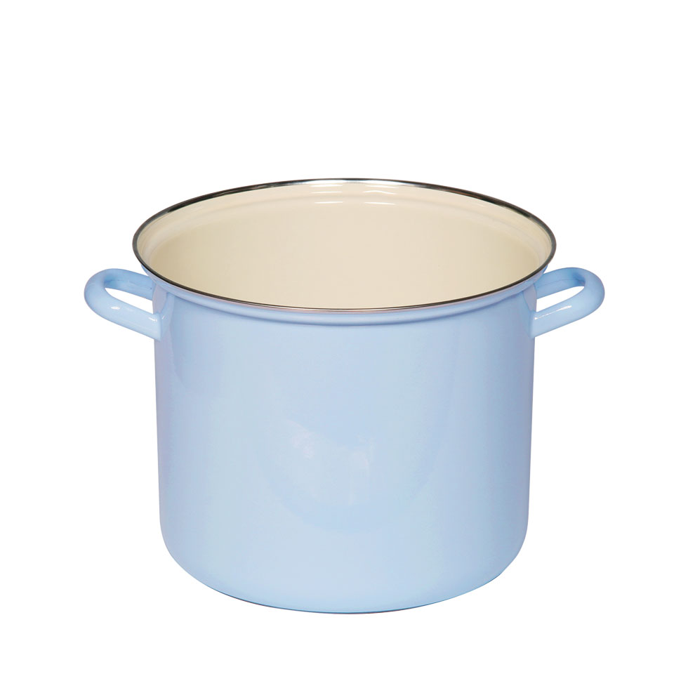 Riess-kelomat - Riess Topf hoch mit Chromrand Ø18cm 3 Liter Emaille Classic Pastell Blau