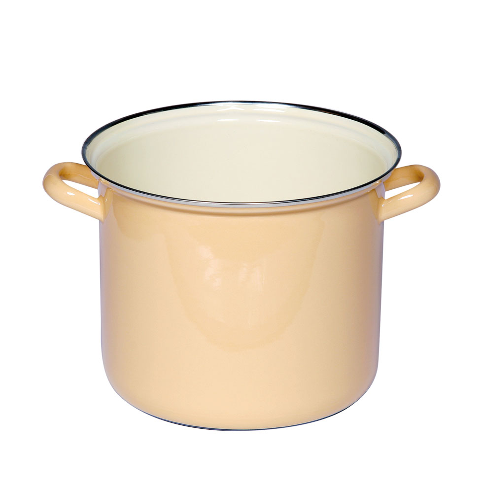 Riess-kelomat - Riess Topf mit Chromrand Ø20cm 4 Liter hoher Fleischtopf Emaille Classic Pastell Goldgelb