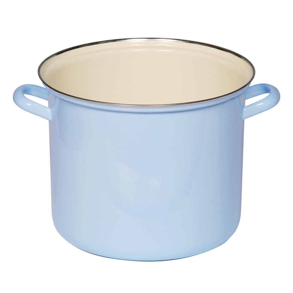 Riess-kelomat - Riess Topf mit Chromrand Ø24cm 80L hoch Classic Pastell Blau Emaille Induktion