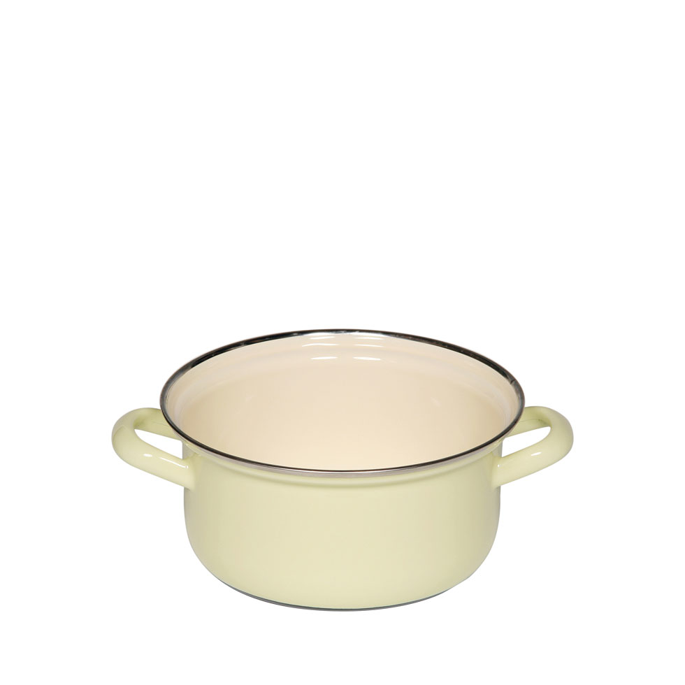 Riess-kelomat - Riess Classic Pastell Kasserolle mit Chromrand Ø16cm 1 Liter Pastell-gelb Induktion