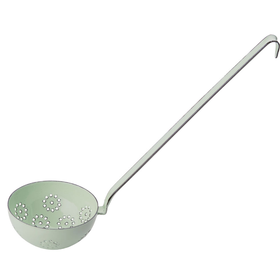Riess Schaumlöffel Schöpflöffel gelocht Ø9cm Pastell Nilgrün Emaille