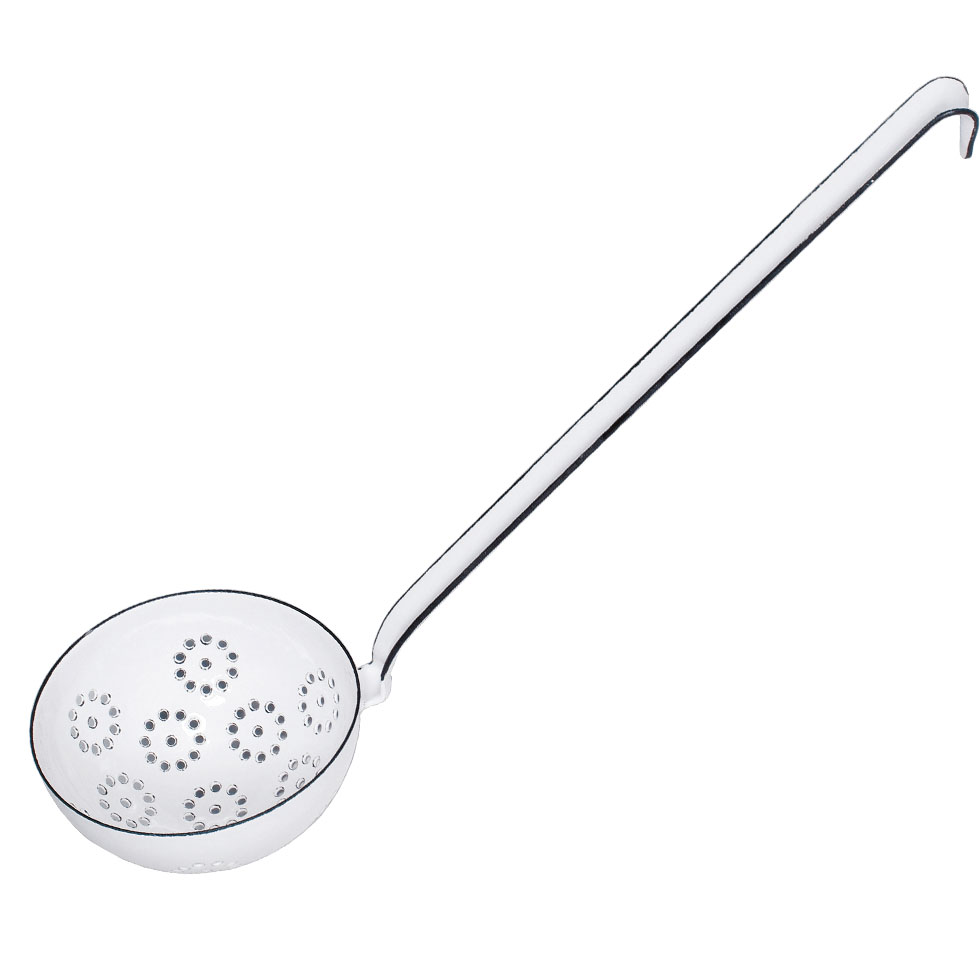 Riess Schaumlöffel Schöpflöffel mit gelochter Kelle Ø9cm Emaille Classic weiss