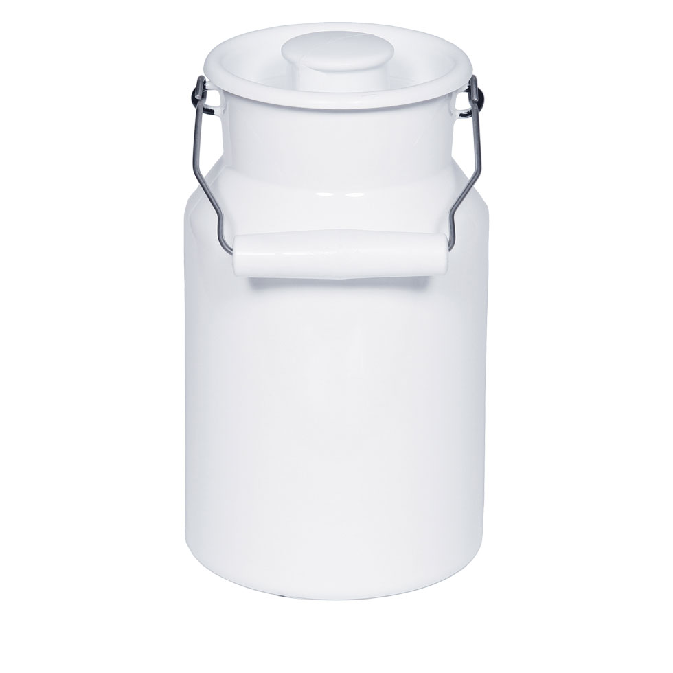 Riess-kelomat - Riess Classic Weiss Emaille Milchkanne 2 Liter mit Kunststoffdeckel