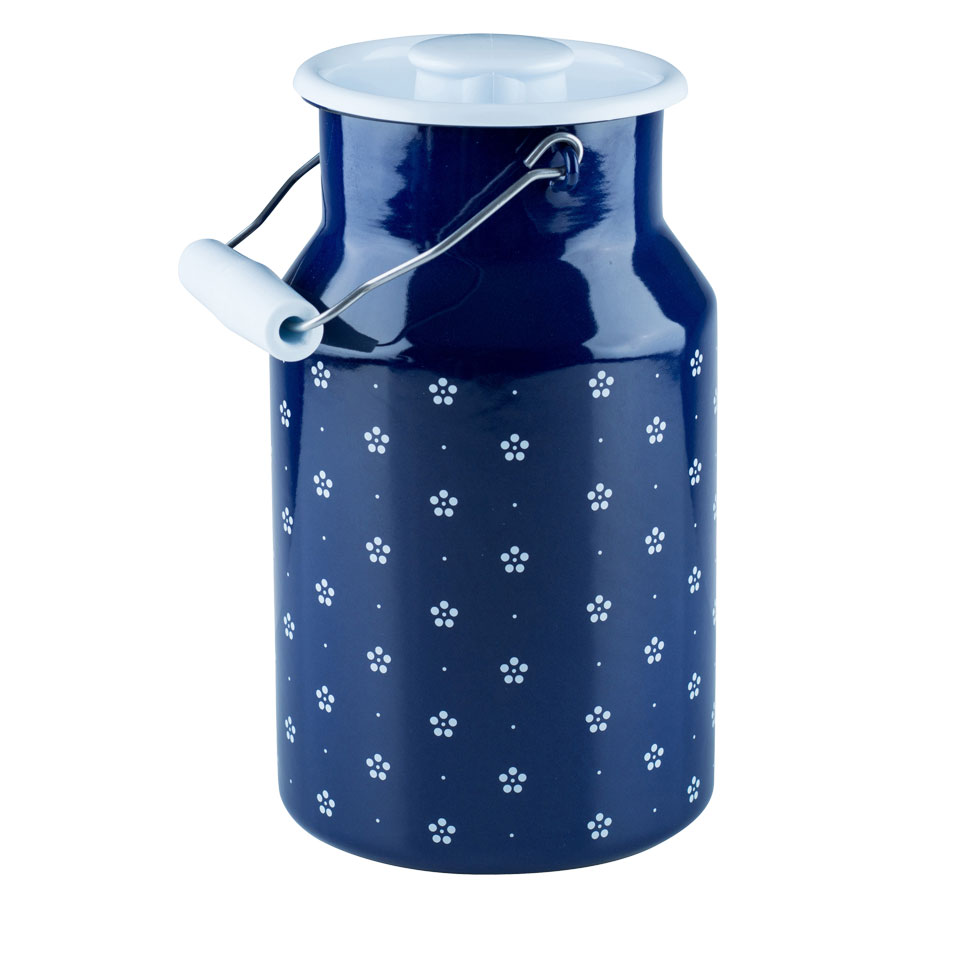 Riess-kelomat - Riess Milchkanne mit Deckel Blümchenblau 2 Liter