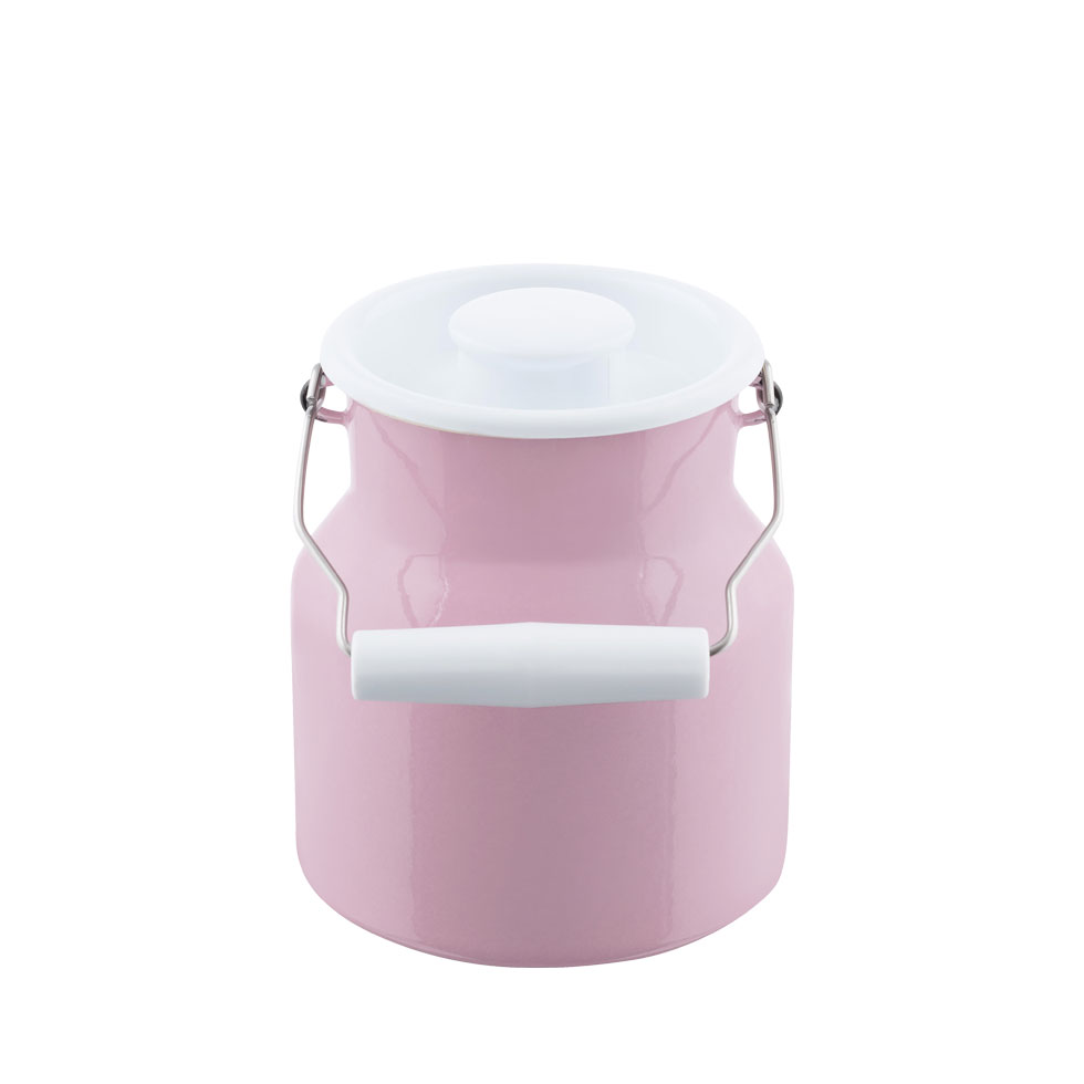 Riess-kelomat - Riess Milchkanne Classic mit Deckel 1 Liter h 158cm Pastell Rosa Emaille