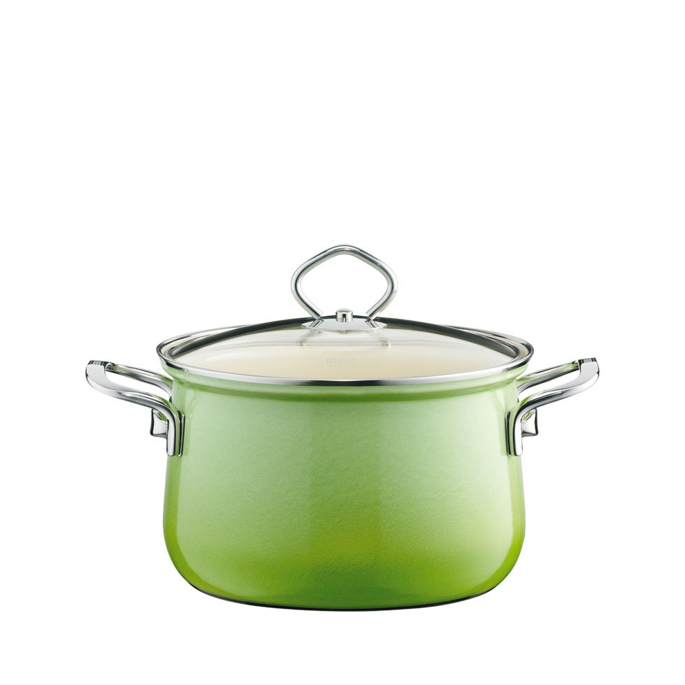 Riess-kelomat - Riess Nouvelle Fleischtopf mit Glasdeckel SmaragdØ16cm 15 Liter Emaille Induktion