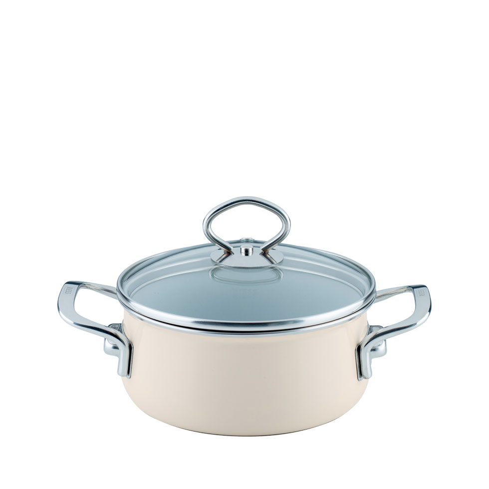 Riess Nouvelle Avorio extra stark Kasserolle 16 cm / 1,0 L - Emaille