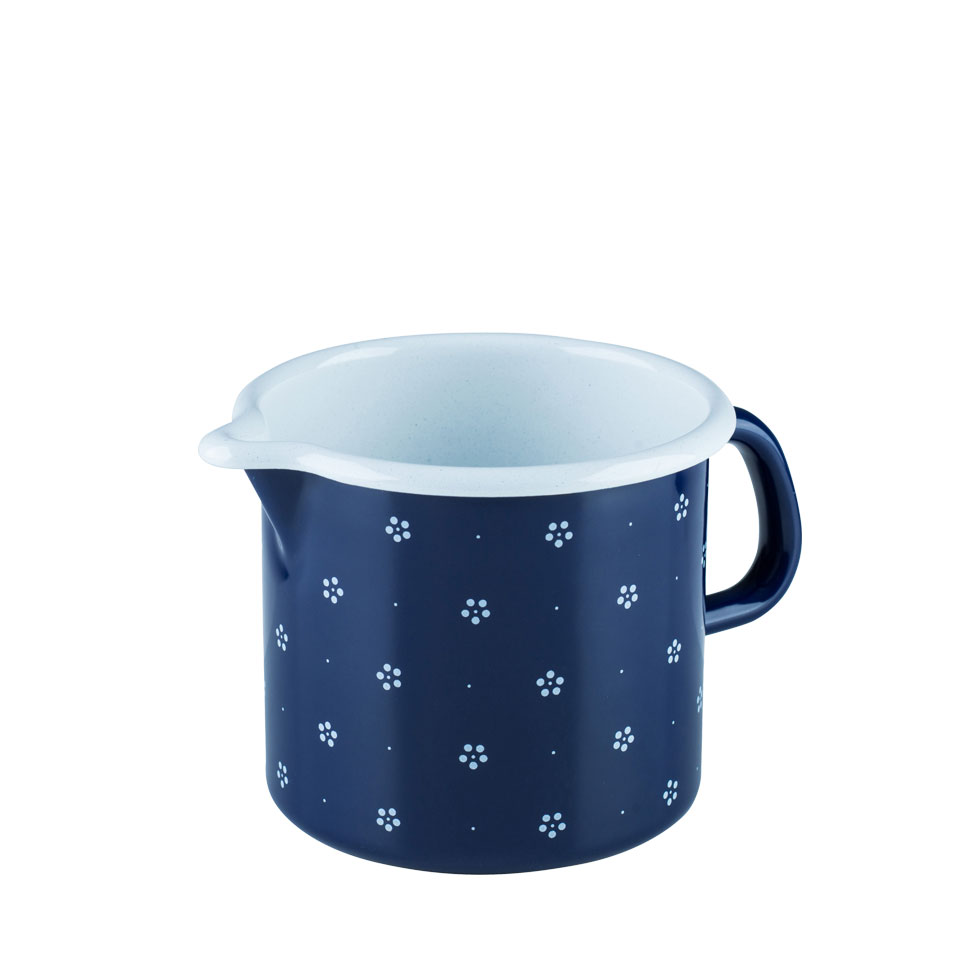 Riess-kelomat - Riess Schnabeltopf Ø12cm 1 Liter Emaille Country Dirndl Blümchenblau