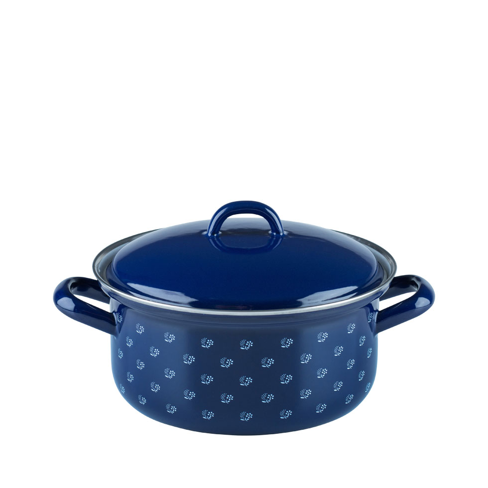 Riess-kelomat - Riess Kasserolle Country mit Deckel Ø18cm 15 Liter Dirndlblau Emaille Induktion