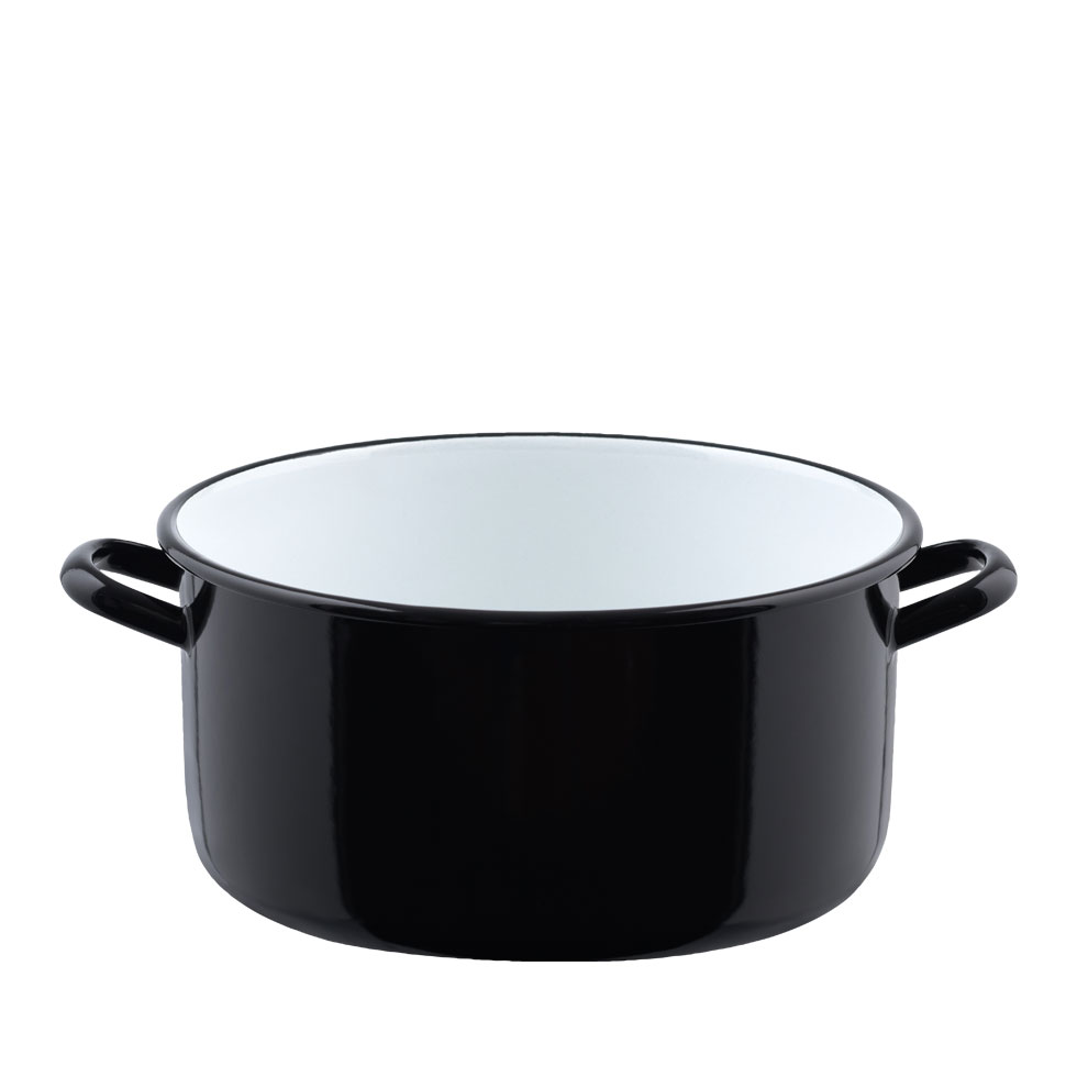 Riess-kelomat - Riess Halbhoch Kasserolle mit Bördel Ø24cm 4 Liter Schwarz Emaille Classic Riesen