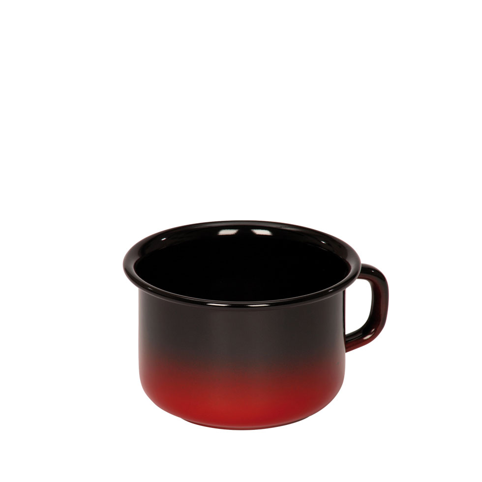 Riess-kelomat - Riess Schale Kaffeeschale hoch Ø10cm 04 Liter Emaille rot schwarz passend zu Lagerfeuerkessel