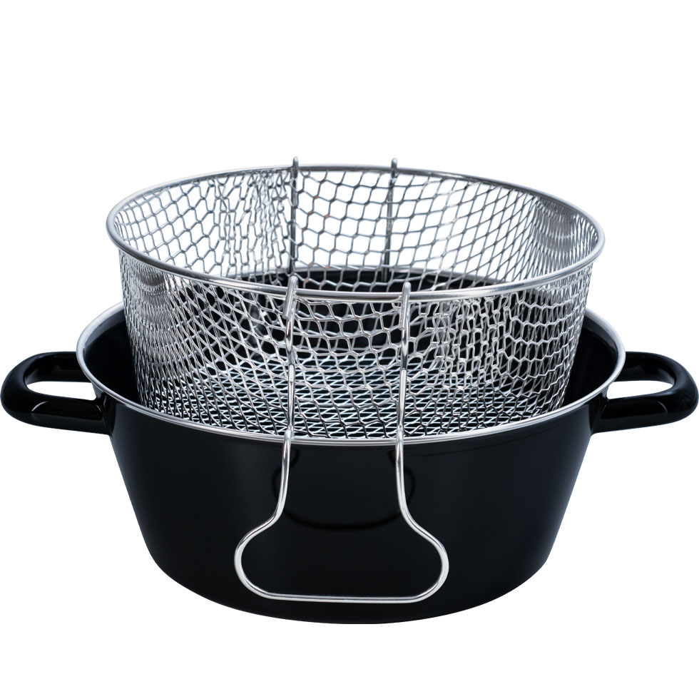 Riess-kelomat - Riess Pommes-Frites Pfanne mit Einsatz Ø26cm Emaille Schwarz Induktion