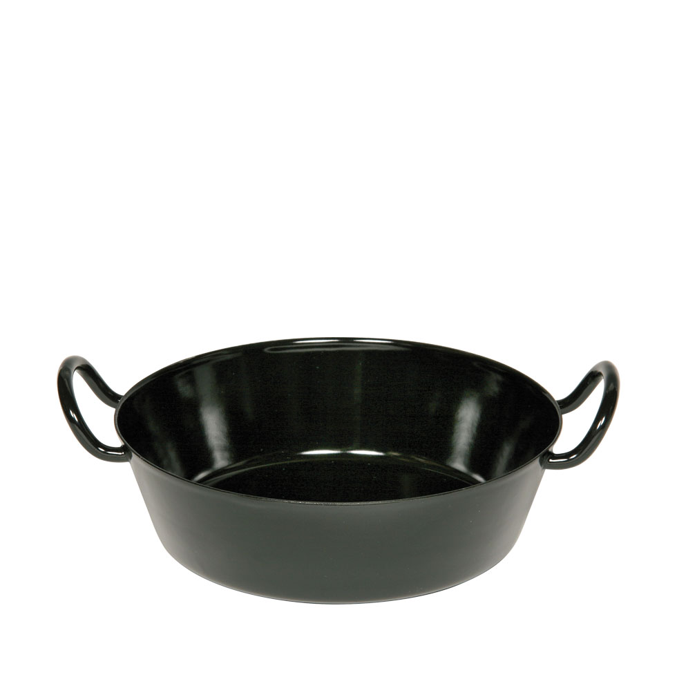 Riess-kelomat - Riess Schnitzelpfanne Ø20cm h 81cm Servierpfanne mit zwei Griffen Schwarz Emaille Induktion